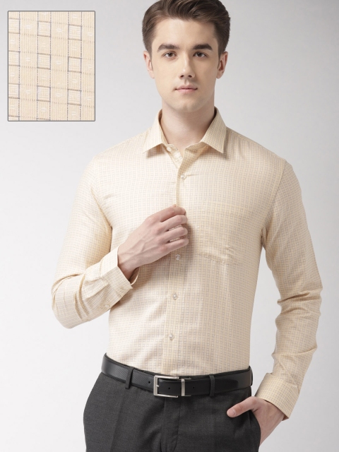 

Arrow Men Yellow & Black Slim Fit Checked Formal Shirt