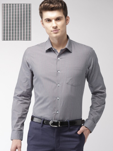 

Arrow Men Charcoal Grey & White Slim Fit Checked Formal Shirt