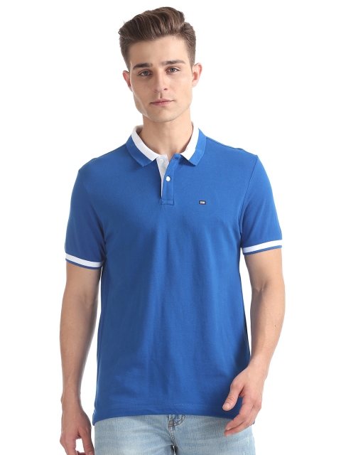 

Arrow Sport Men Blue Solid Polo Collar Pure Cotton T-shirt