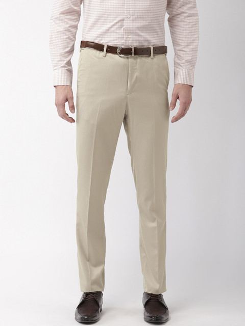 

Arrow Men Beige Slim Fit Solid Formal Trousers