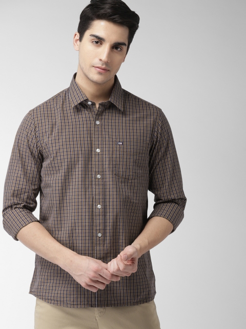 

Arrow Sport Men Brown & Navy Slim Fit Checked Casual Shirt
