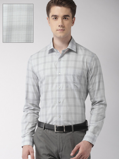 

Arrow Men Grey & White Slim Fit Checked Formal Shirt