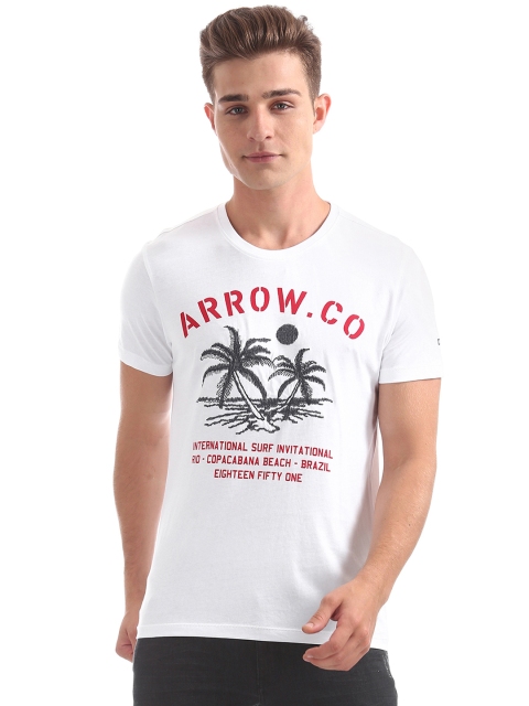 

Arrow Sport Men White Printed Round Neck T-shirt