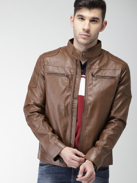 

Celio Men Brown Solid Biker Jacket