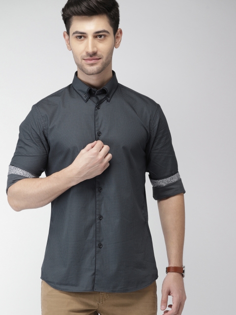 

Celio Men Navy Blue Slim Fit Floral Printed Casual Shirt