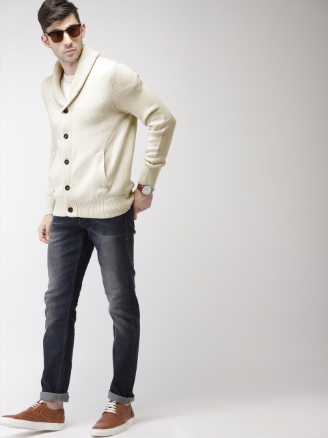 

Celio Men Off-White Solid Cardigan