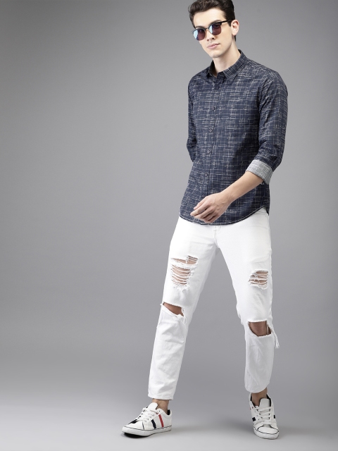 

HERE&NOW Men Blue Regular Fit Printed Casual Shirt
