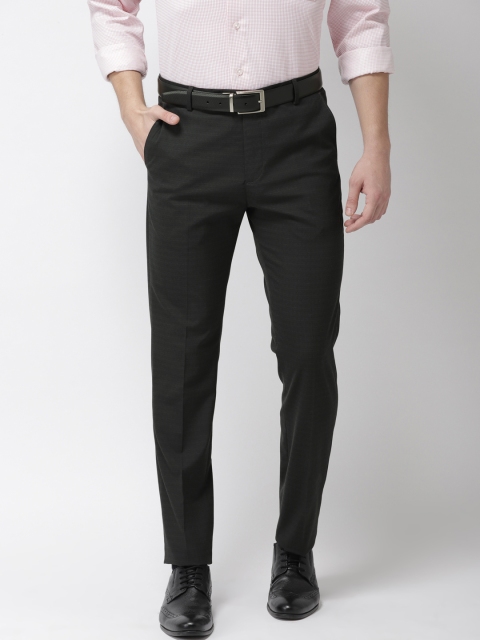 

Arrow Men Black Tapered Fit Striped Formal Trousers