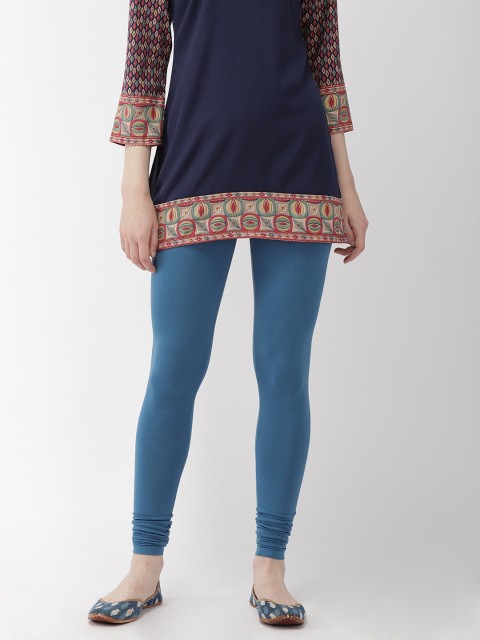 

Go Colors Women Blue Solid Churidar Length Leggings