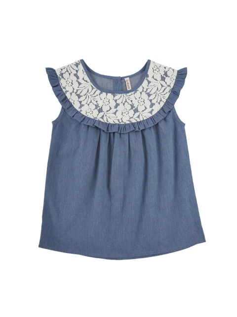 

CHALK by Pantaloons Girls Blue Self Design A-Line Top