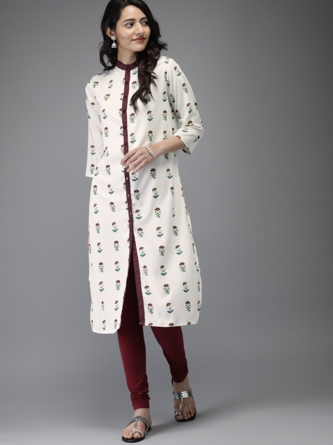 

Moda Rapido Women Off-White Floral Print Straight Kurta