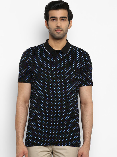 

ColorPlus Men Black Printed Polo Collar T-shirt