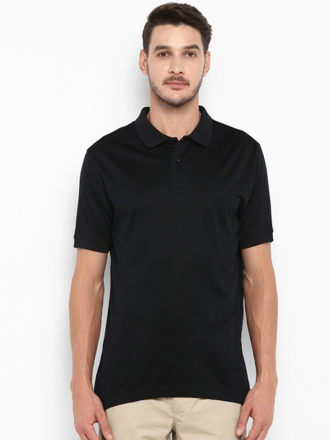 

ColorPlus Men Black Solid Polo Collar T-shirt