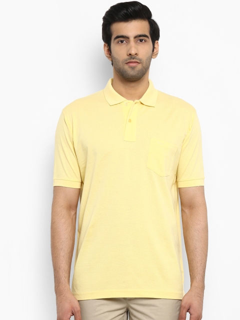 

ColorPlus Men Yellow Self Design Polo Collar T-shirt