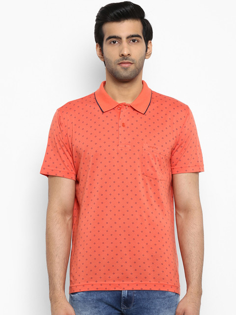 

ColorPlus Men Orange Printed Polo Collar T-shirt