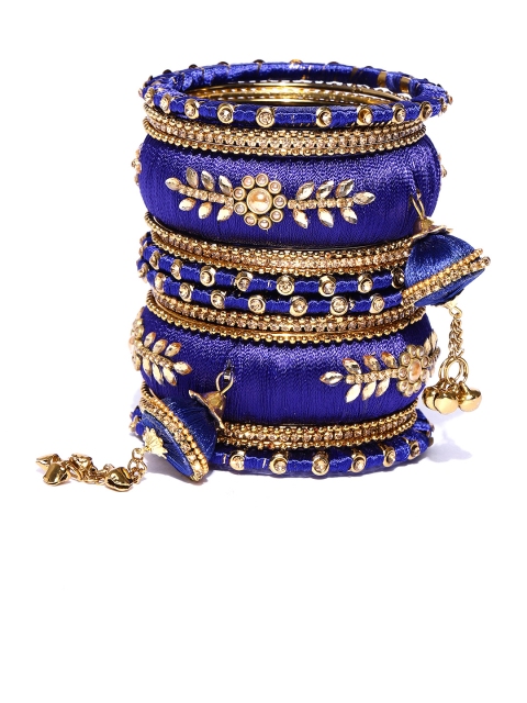 

damani Set of 18 Stone-Studded Polki Bangles, Blue