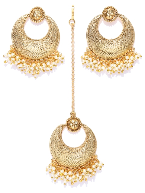 

damani Off-White Antique Gold-Plated Beaded Jewellery Set