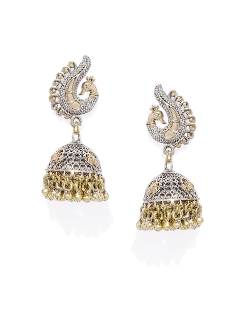 

Zaveri Pearls Silver-Toned Teardrop Shaped Jhumkas