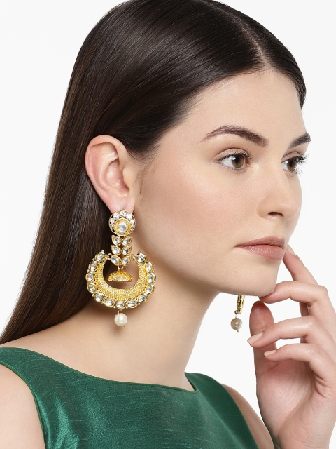 

Zaveri Pearls Gold-Toned Circular Drop Earrings