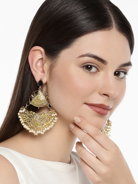 

Zaveri Pearls Gold-Toned Contemporary Drop Earrings