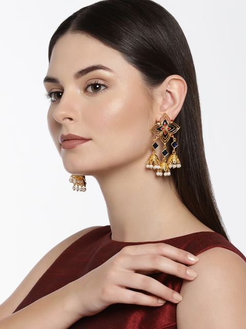 

Zaveri Pearls Gold-Toned Contemporary Drop Earrings