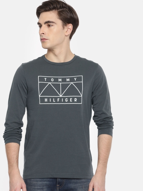 

Tommy Hilfiger Men Grey Printed Round Neck T-shirt