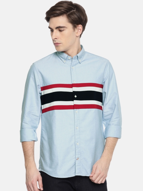 

Tommy Hilfiger Men Blue Regular Fit Striped Casual Shirt