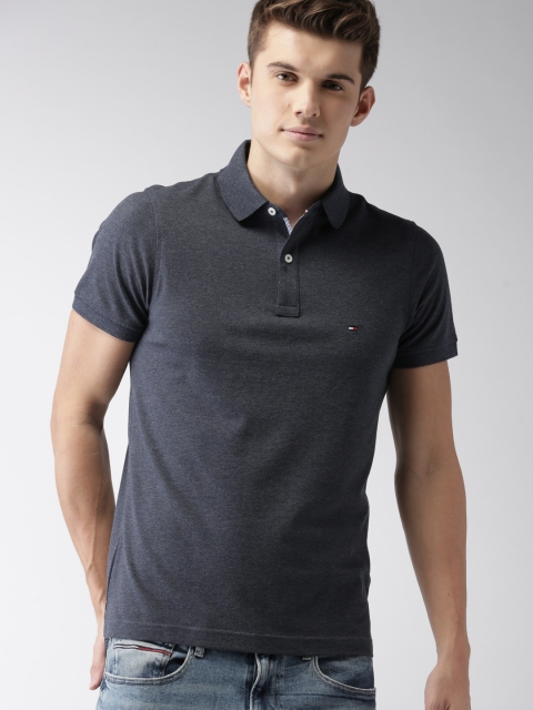 

Tommy Hilfiger Men Navy Blue Solid Polo Collar T-shirt