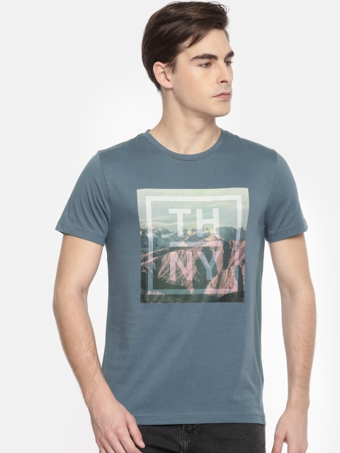 

Tommy Hilfiger Men Blue Printed Round Neck T-shirt