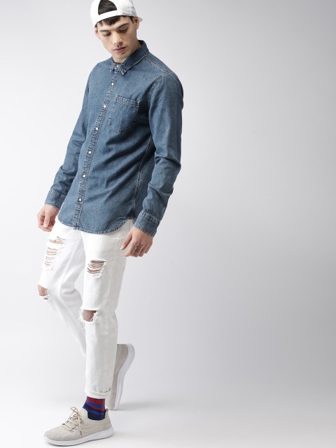 

Tommy Hilfiger Men Blue Regular Fit Denim Casual Shirt, Navy blue