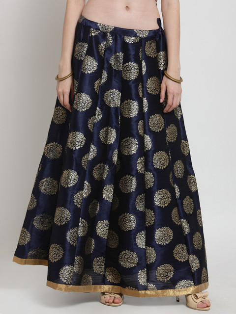 

Castle Women Navy Printed Maxi Skirt, Navy blue