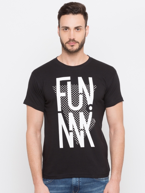 

Globus Men Black Printed Round Neck T-shirt