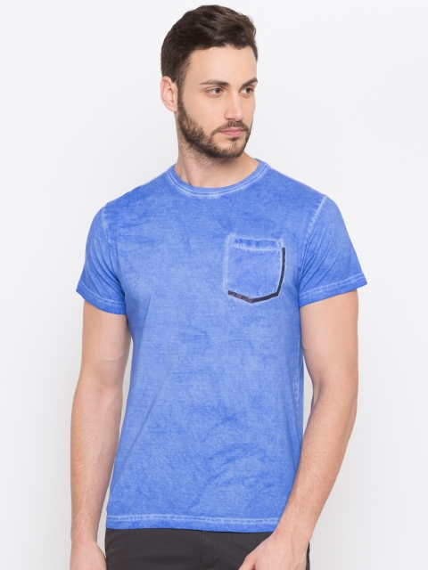 

Globus Men Blue Dyed Round Neck T-shirt