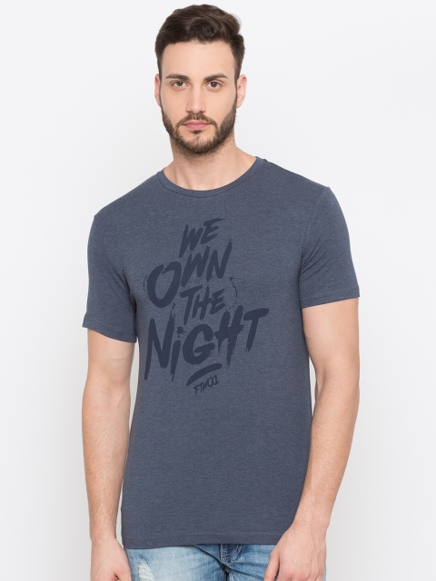 

Globus Men Navy Blue Printed Round Neck T-shirt