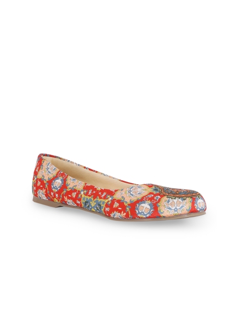 

Kanvas Women Red & Beige Slip-On Ballerinas