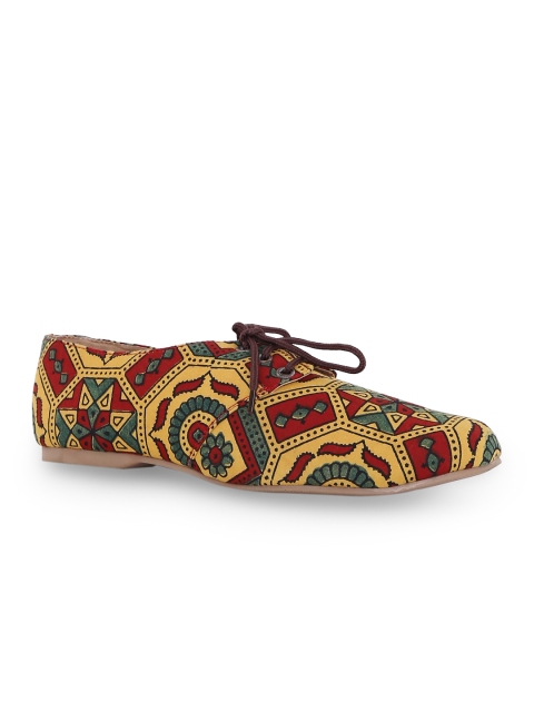 

Kanvas Women Yellow & Red Printed Derbys