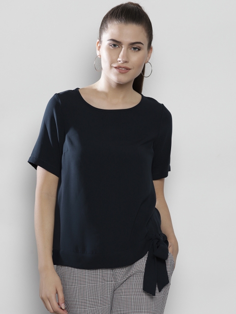 

DOROTHY PERKINS Women Navy Blue Solid Top