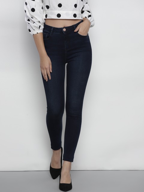 

DOROTHY PERKINS Women Navy Blue Regular Fit Mid-Rise Clean Look Stretchable Jeans