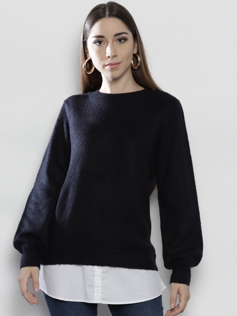 

DOROTHY PERKINS Women Navy Blue Solid Pullover