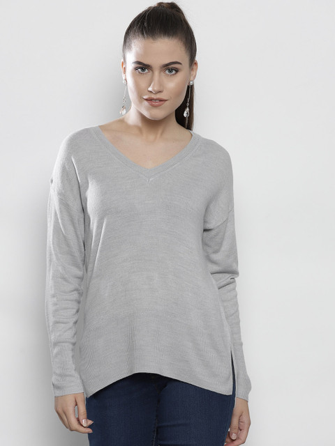 

DOROTHY PERKINS Women Grey Melange Solid Pullover