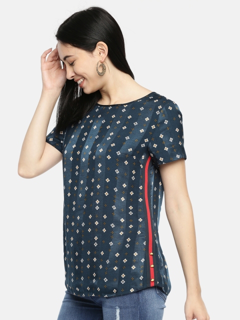 

DOROTHY PERKINS Women Navy Blue Printed Top