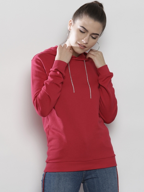 

DOROTHY PERKINS Women Pink Solid Hooded Sweatshirt
