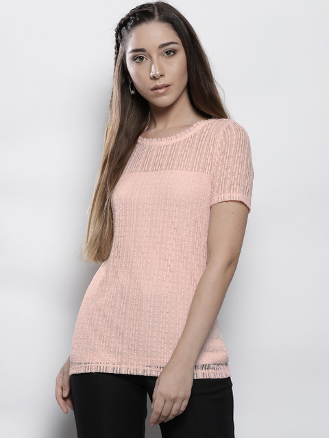 

DOROTHY PERKINS Women Peach-Coloured Lace Top