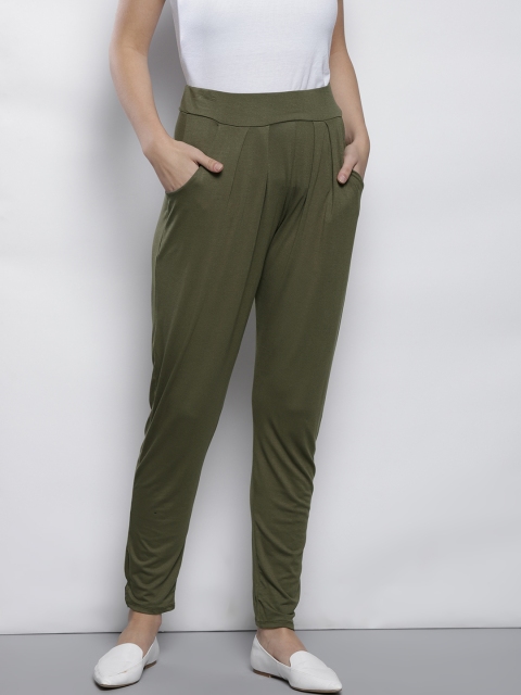 

DOROTHY PERKINS Women Olive Green Regular Fit Solid Regular Trousers