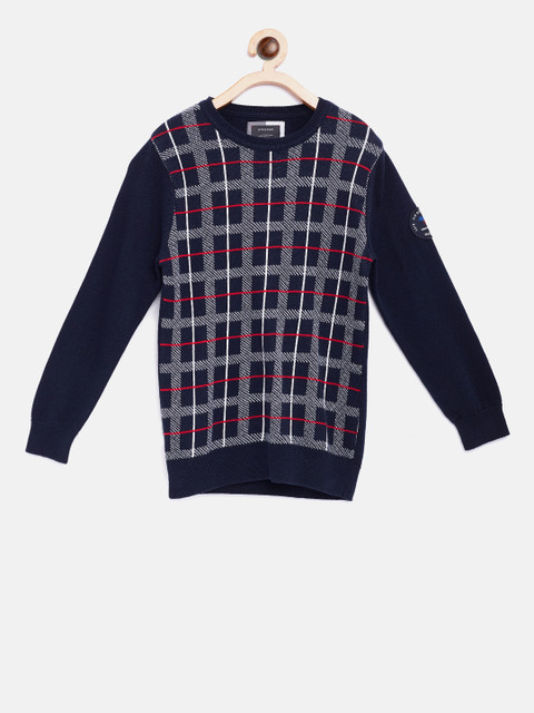 

Octave Boys Navy Blue & Off-White Checked Sweater