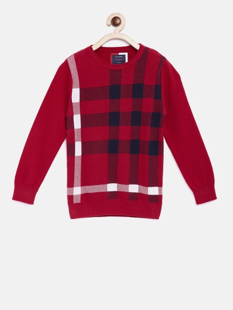 

Octave Boys Red & Navy Blue Checked Pullover