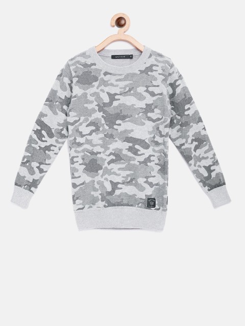 

Octave Boys Grey & Black Camouflage Print Pullover