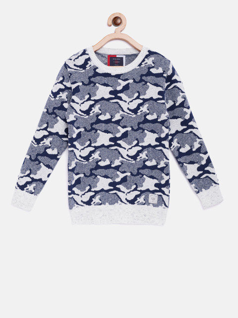 

Octave Boys Navy Blue & White Camouflage Pattern Pullover