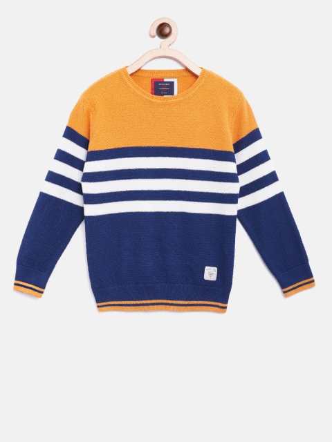 

Octave Boys Navy Blue & Mustard Yellow Striped Pullover
