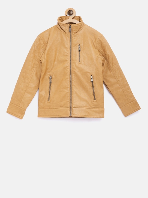 

Octave Boys Tan Brown Solid Biker Jacket